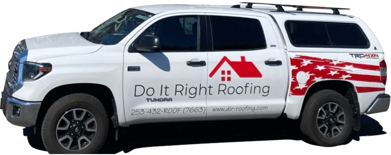 Do It Right Roofing service vehicle at residential job site