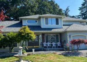 Modern house with landscaped front yard