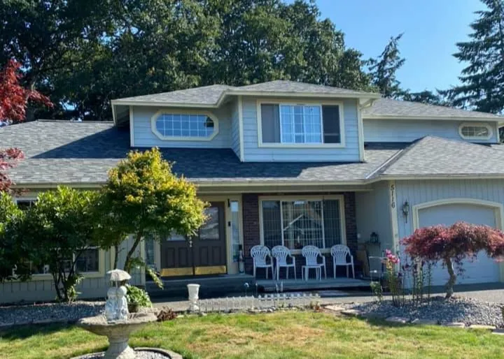 Modern house with landscaped front yard