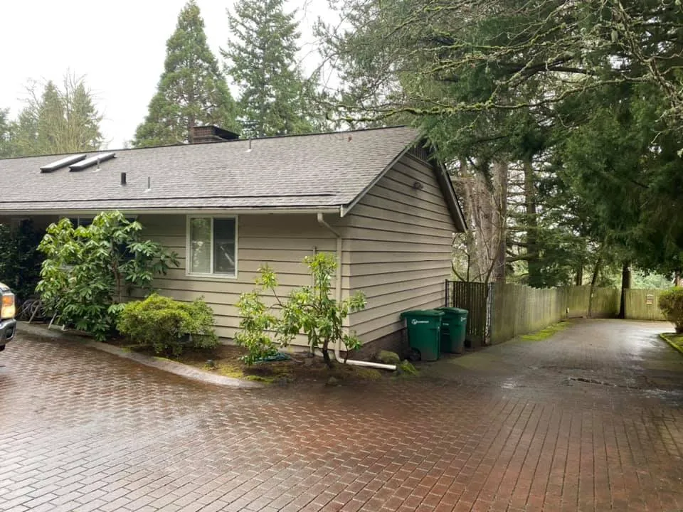 Cozy house surrounded by greenery.
